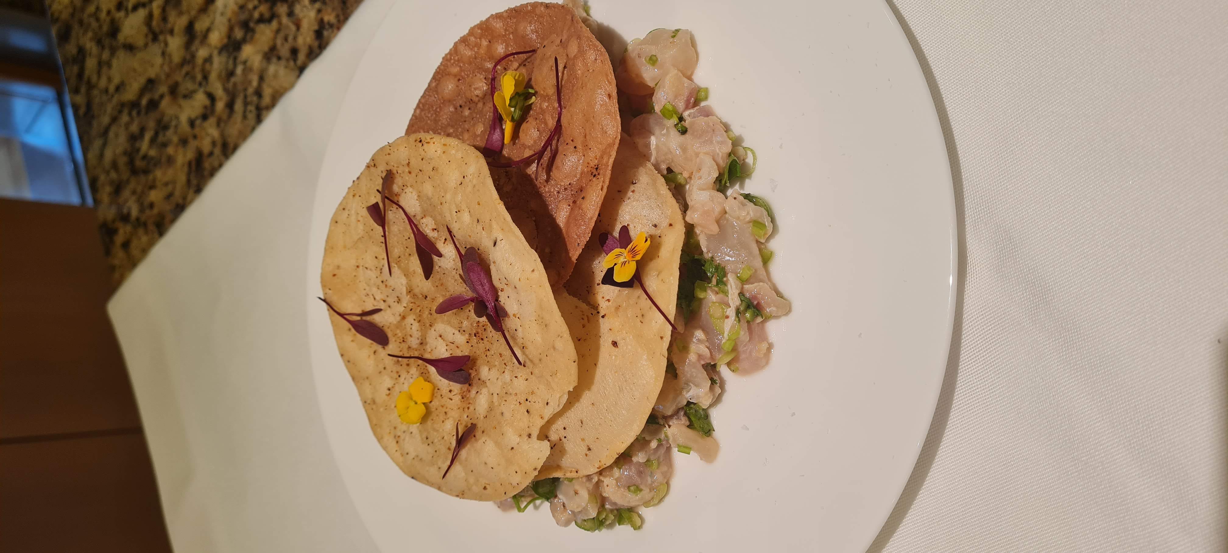 Composed plate with refined garnish