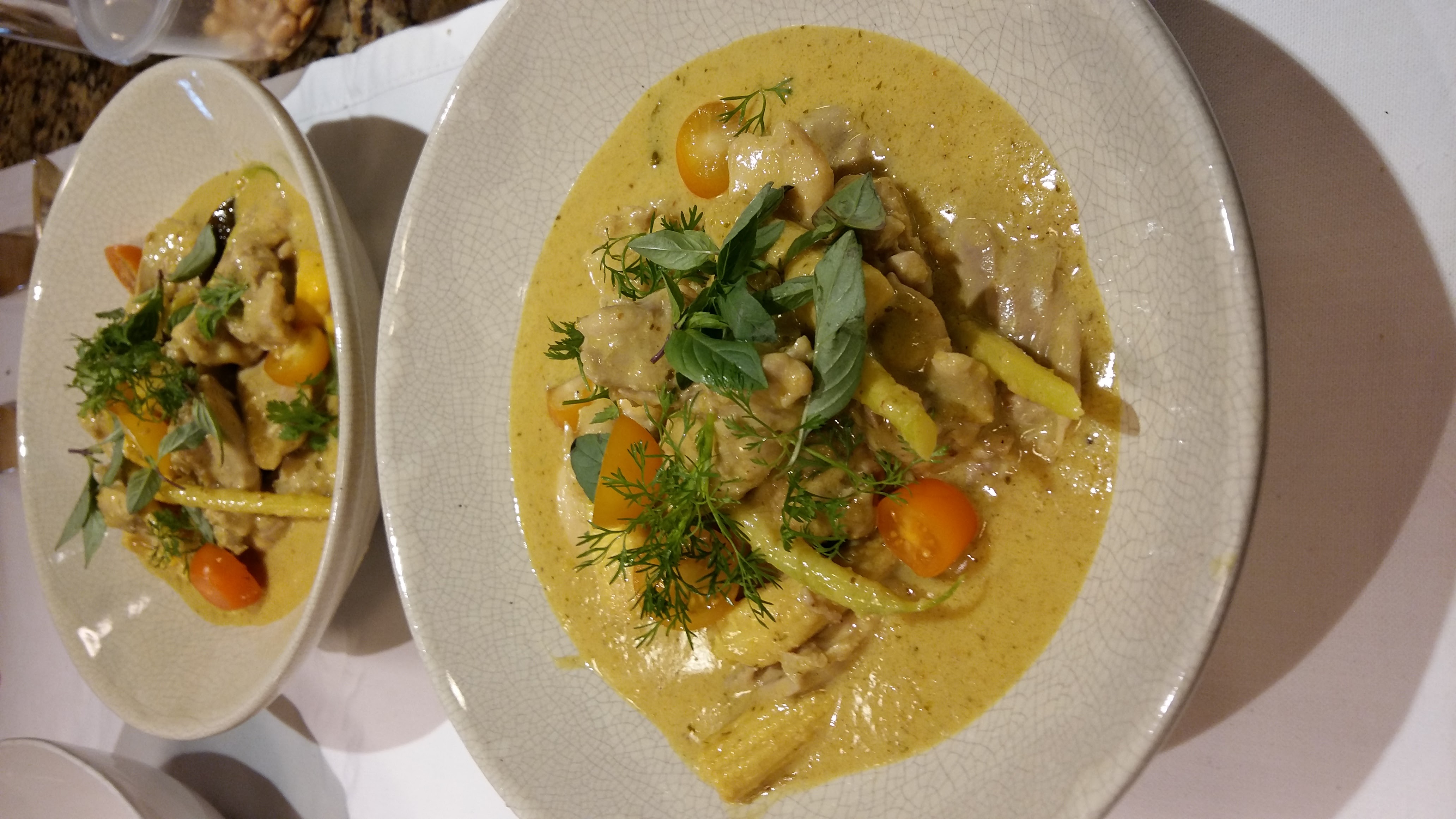 Thai yellow curry with aromatic spices and coconut milk